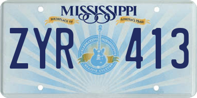 MS license plate ZYR413