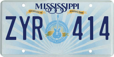 MS license plate ZYR414