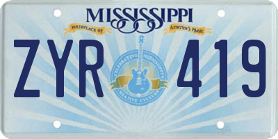 MS license plate ZYR419