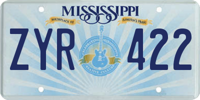 MS license plate ZYR422