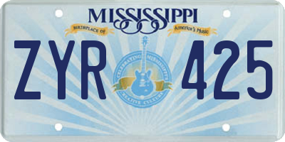 MS license plate ZYR425