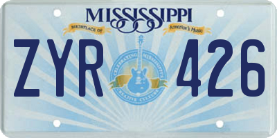 MS license plate ZYR426