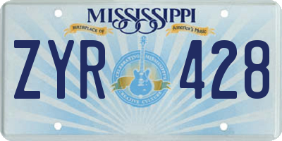 MS license plate ZYR428