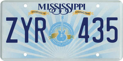 MS license plate ZYR435