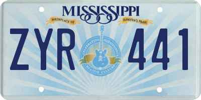 MS license plate ZYR441