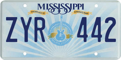 MS license plate ZYR442
