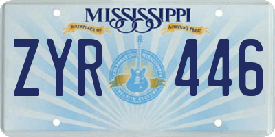 MS license plate ZYR446
