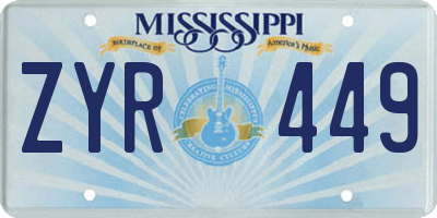 MS license plate ZYR449