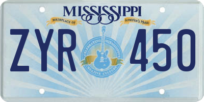MS license plate ZYR450