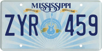 MS license plate ZYR459