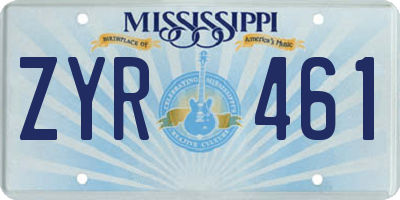 MS license plate ZYR461