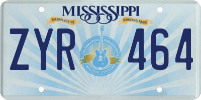 MS license plate ZYR464