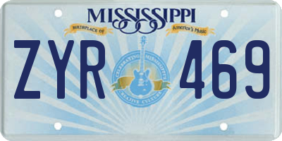 MS license plate ZYR469