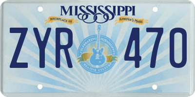 MS license plate ZYR470