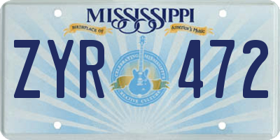 MS license plate ZYR472