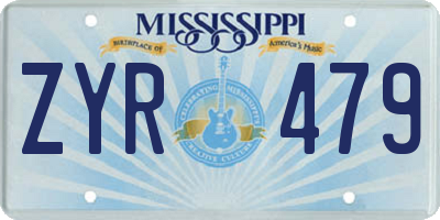 MS license plate ZYR479