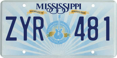 MS license plate ZYR481