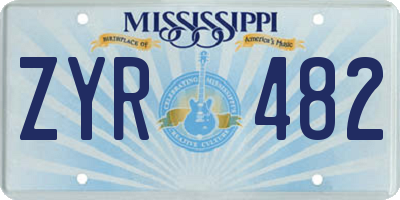 MS license plate ZYR482