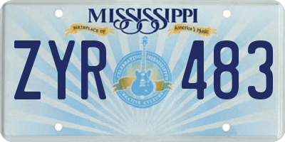 MS license plate ZYR483