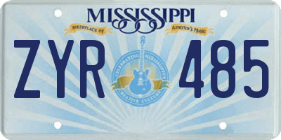 MS license plate ZYR485