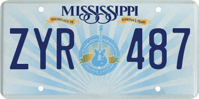 MS license plate ZYR487