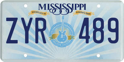MS license plate ZYR489