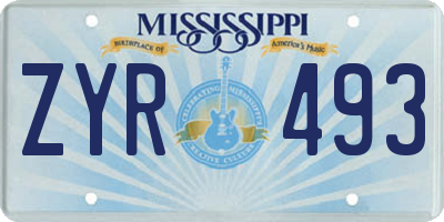 MS license plate ZYR493