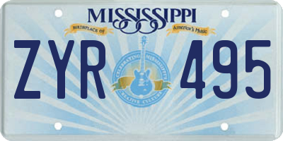 MS license plate ZYR495