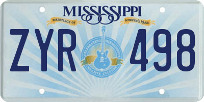 MS license plate ZYR498