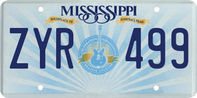 MS license plate ZYR499