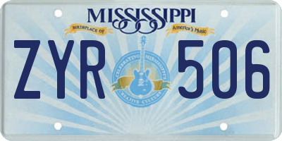 MS license plate ZYR506