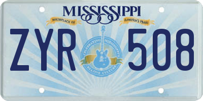 MS license plate ZYR508