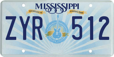MS license plate ZYR512
