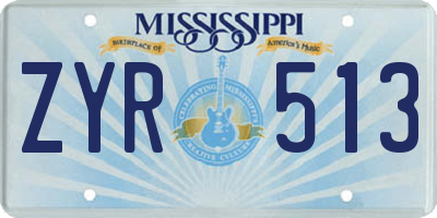 MS license plate ZYR513