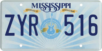 MS license plate ZYR516