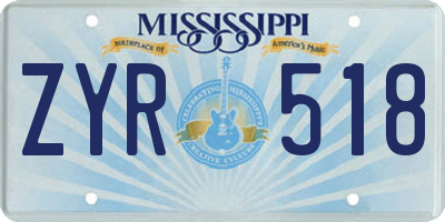 MS license plate ZYR518