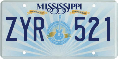 MS license plate ZYR521