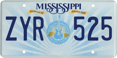 MS license plate ZYR525