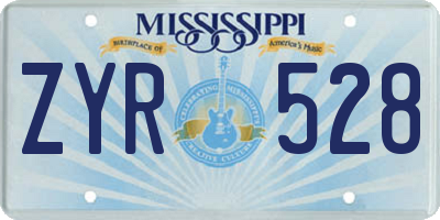 MS license plate ZYR528