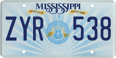 MS license plate ZYR538