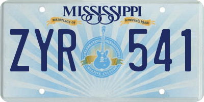 MS license plate ZYR541