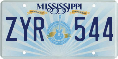 MS license plate ZYR544