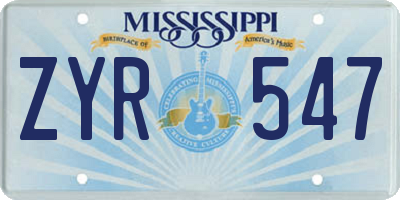 MS license plate ZYR547