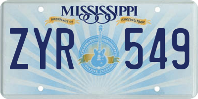 MS license plate ZYR549