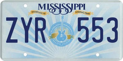 MS license plate ZYR553