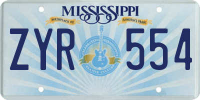 MS license plate ZYR554