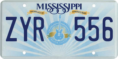 MS license plate ZYR556
