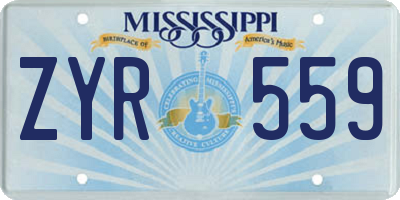 MS license plate ZYR559