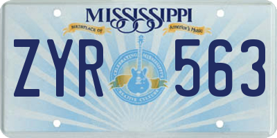 MS license plate ZYR563
