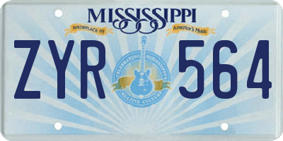 MS license plate ZYR564